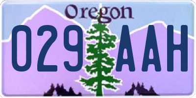 OR license plate 029AAH