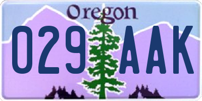 OR license plate 029AAK