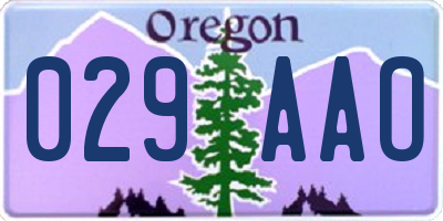 OR license plate 029AAO