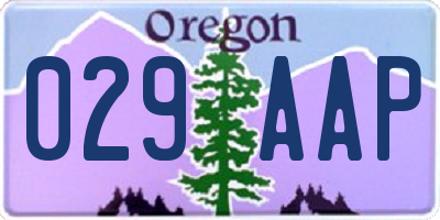 OR license plate 029AAP