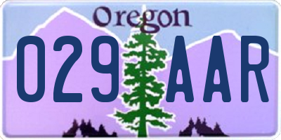 OR license plate 029AAR