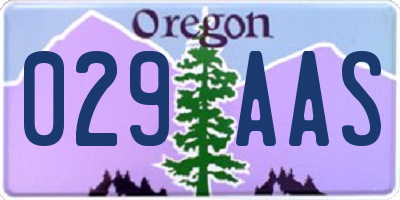 OR license plate 029AAS