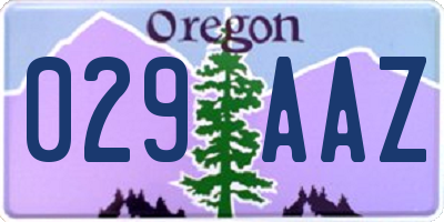 OR license plate 029AAZ