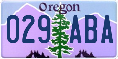 OR license plate 029ABA