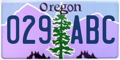 OR license plate 029ABC