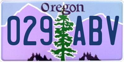 OR license plate 029ABV