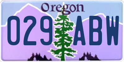 OR license plate 029ABW