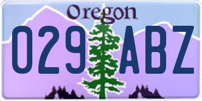 OR license plate 029ABZ