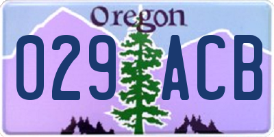 OR license plate 029ACB