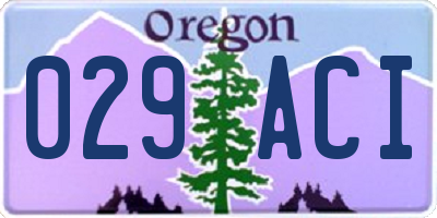 OR license plate 029ACI
