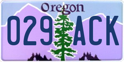 OR license plate 029ACK