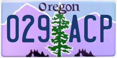 OR license plate 029ACP
