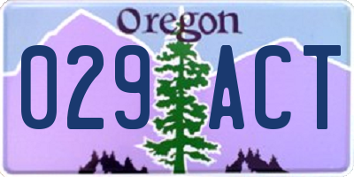 OR license plate 029ACT