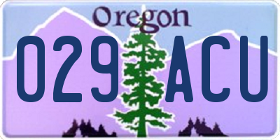 OR license plate 029ACU