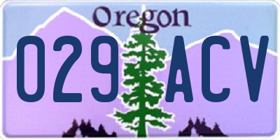 OR license plate 029ACV