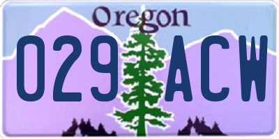 OR license plate 029ACW