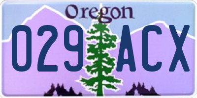 OR license plate 029ACX