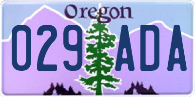 OR license plate 029ADA