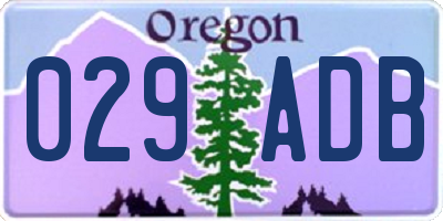 OR license plate 029ADB