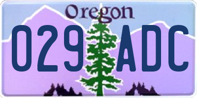 OR license plate 029ADC