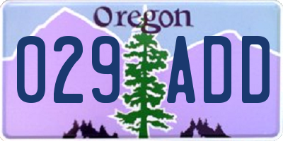 OR license plate 029ADD