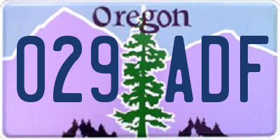 OR license plate 029ADF