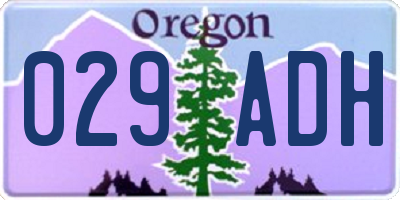 OR license plate 029ADH