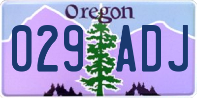 OR license plate 029ADJ