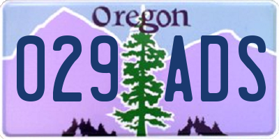 OR license plate 029ADS