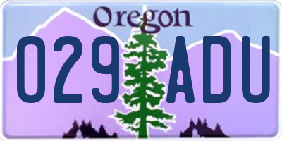 OR license plate 029ADU