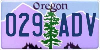 OR license plate 029ADV