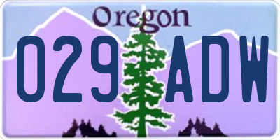 OR license plate 029ADW