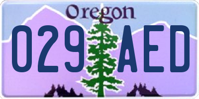 OR license plate 029AED