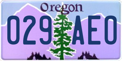 OR license plate 029AEO