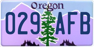 OR license plate 029AFB