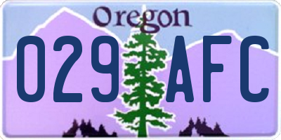 OR license plate 029AFC