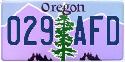 OR license plate 029AFD