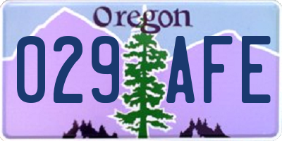 OR license plate 029AFE