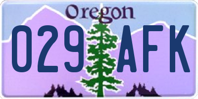 OR license plate 029AFK
