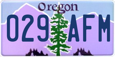 OR license plate 029AFM