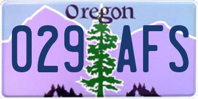 OR license plate 029AFS