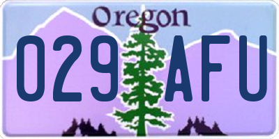 OR license plate 029AFU