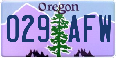 OR license plate 029AFW