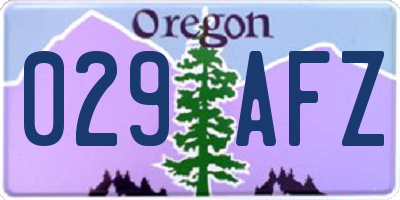 OR license plate 029AFZ