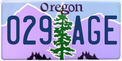 OR license plate 029AGE