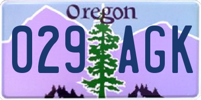 OR license plate 029AGK