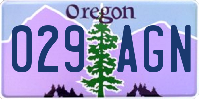 OR license plate 029AGN