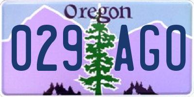 OR license plate 029AGO