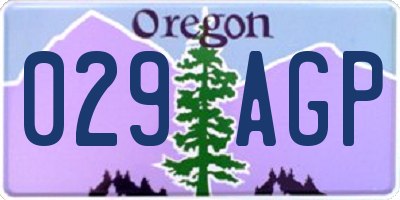OR license plate 029AGP