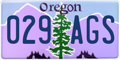 OR license plate 029AGS